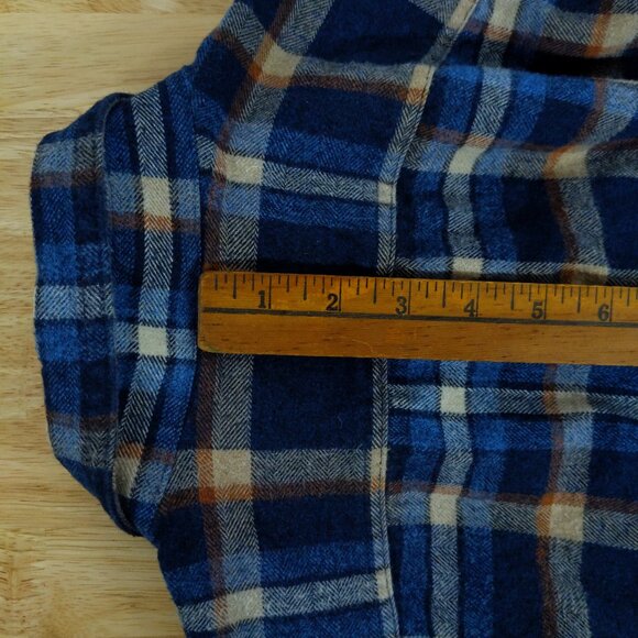 Vtg Abercrombie Fitch Blue Orange Plaid Flannel Shirt, Mens Medium 'Muscle Fit' - Picture 6 of 11